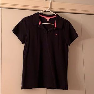 Lily Pulitzer black two button polo shirt